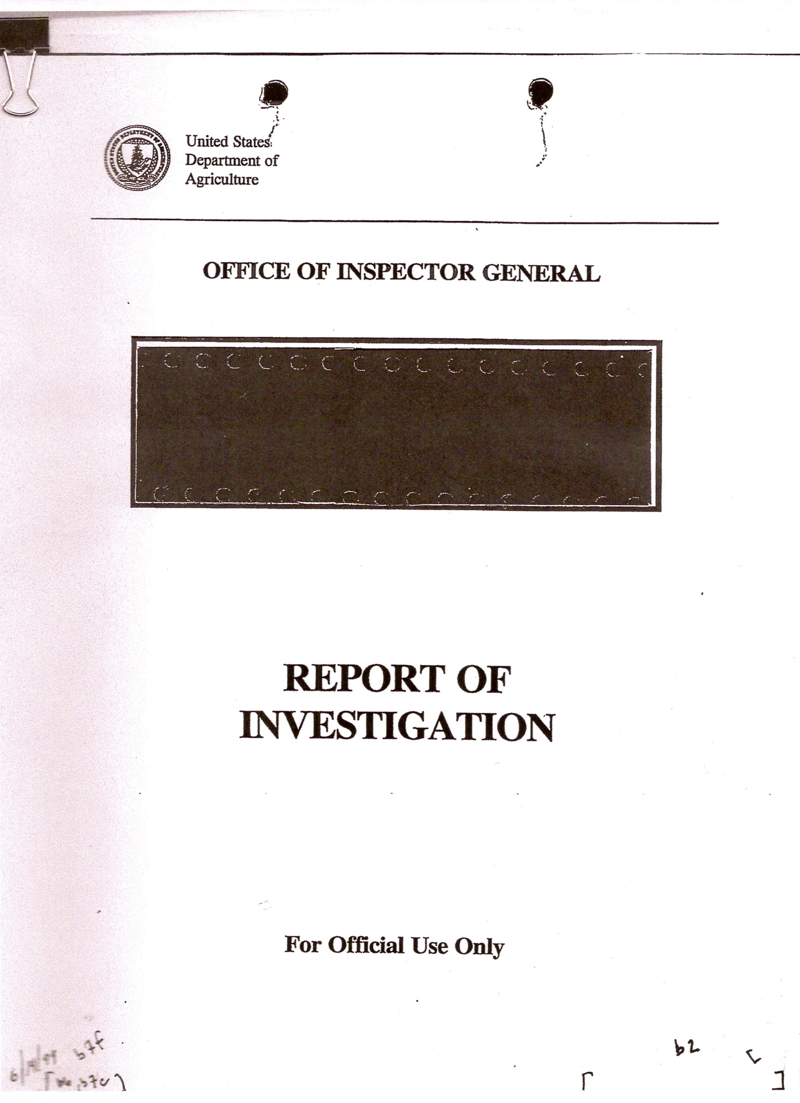 Report of Investigation