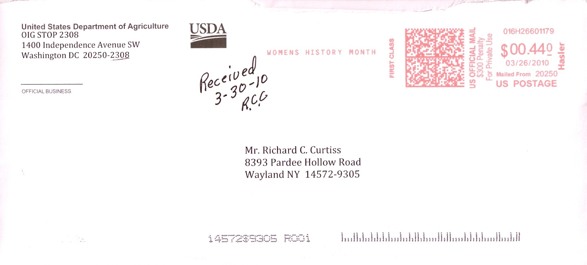 USDA letter
